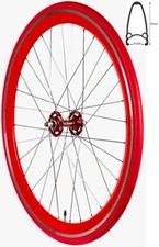 REDONDO 28 Zoll Vorderrad Singlespeed Fixie Laufrad Felge Rot  Rot + Reifen