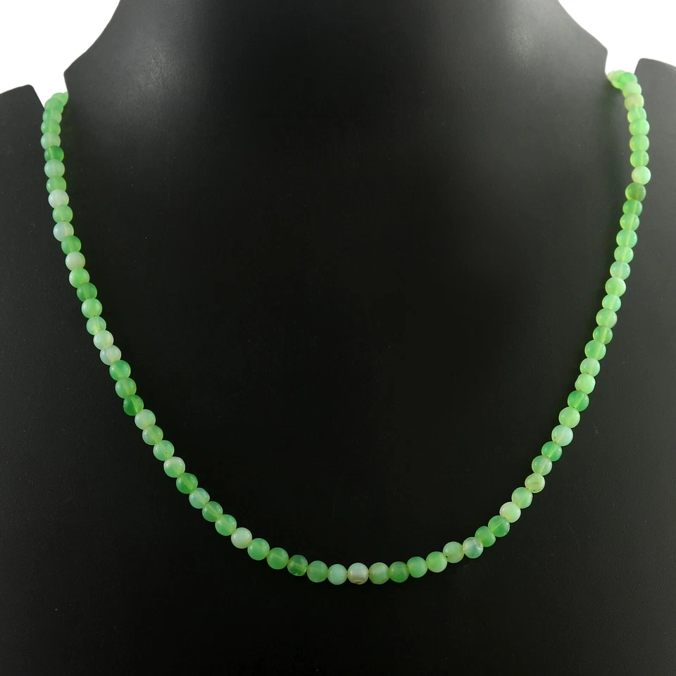 Collar de cuentas de ópalo verde, collar de ópalo redondo liso verde menta de 4 mm-5 mm Foto 3 de 3
