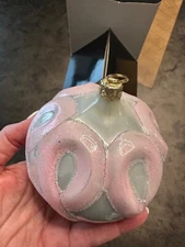 NEW KURT S ADLER JOY TO THE WORLD BREAST CANCER BLOWN GLASS CHRISTMAS ORNAMENT