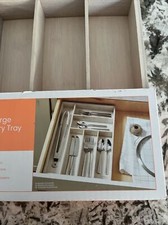 Bamboo Kitchen Drawer Organizer Wooden Silverware Utensil Tray with 5  Damaged