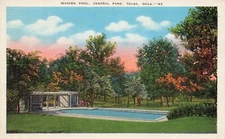 Postcard Wading Pool Central Park Tulsa Oklahoma OK 1941