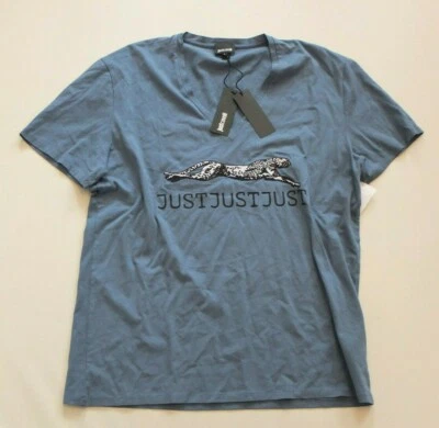 *  just cavalli T- Shirt Gr. L NEU Kurzarm Blau - Bild 1 von 4