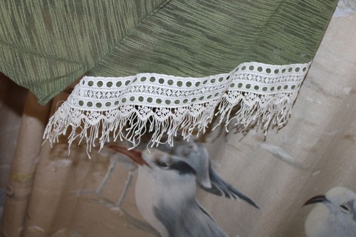 ** Self Esteem® Semi-Sheer Green Sleeveless Fashion Vest w/White Fringe - Size L - Picture 5 of 5