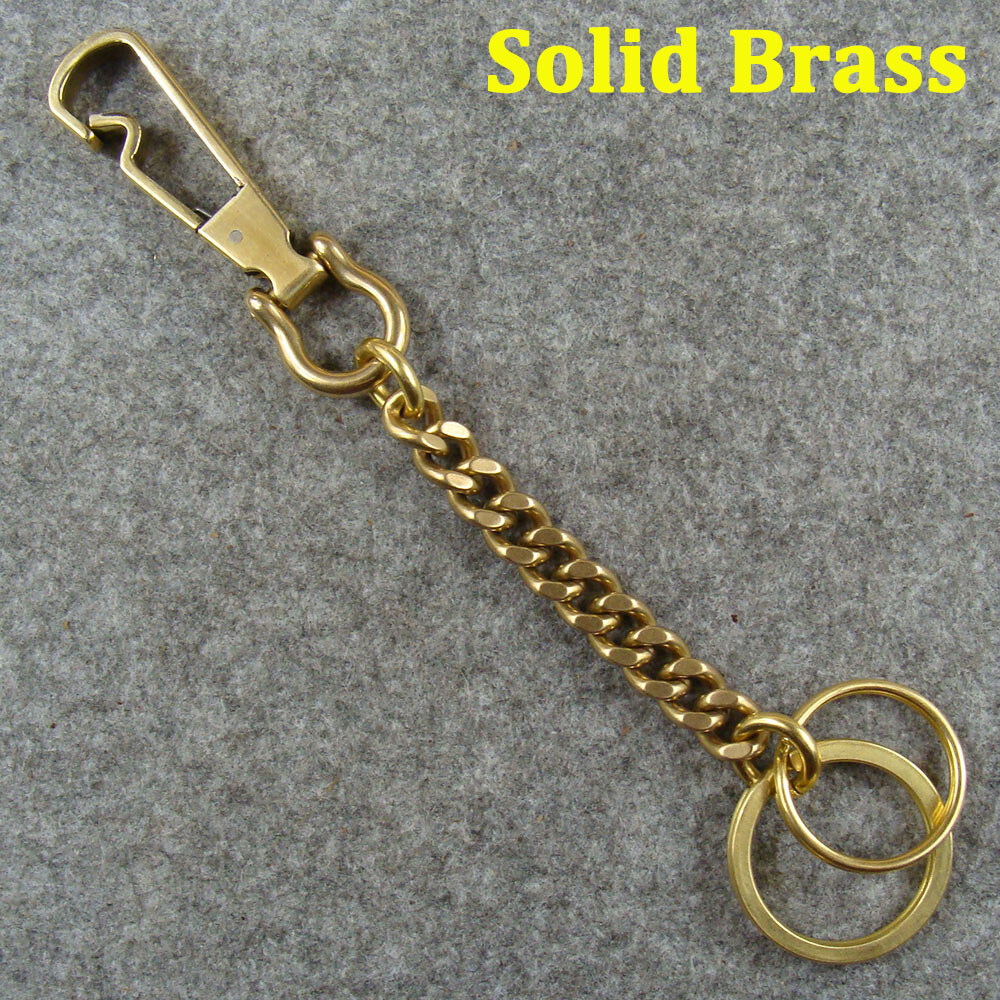Solid Brass Key Chains Keyrings Key Holder Bag Wallet Chain Belt Clip