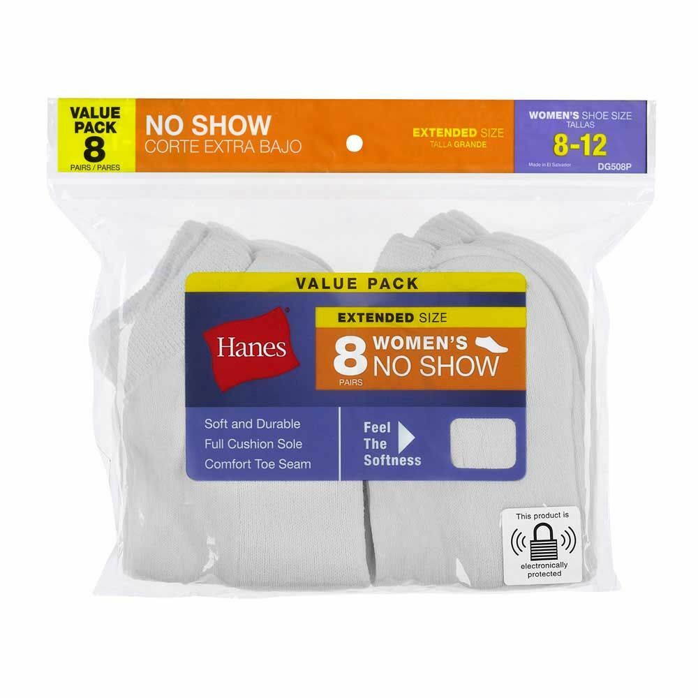Hanes Women's No Show Socks 8 Pack White Fits Shoe Sizes 8-12-image