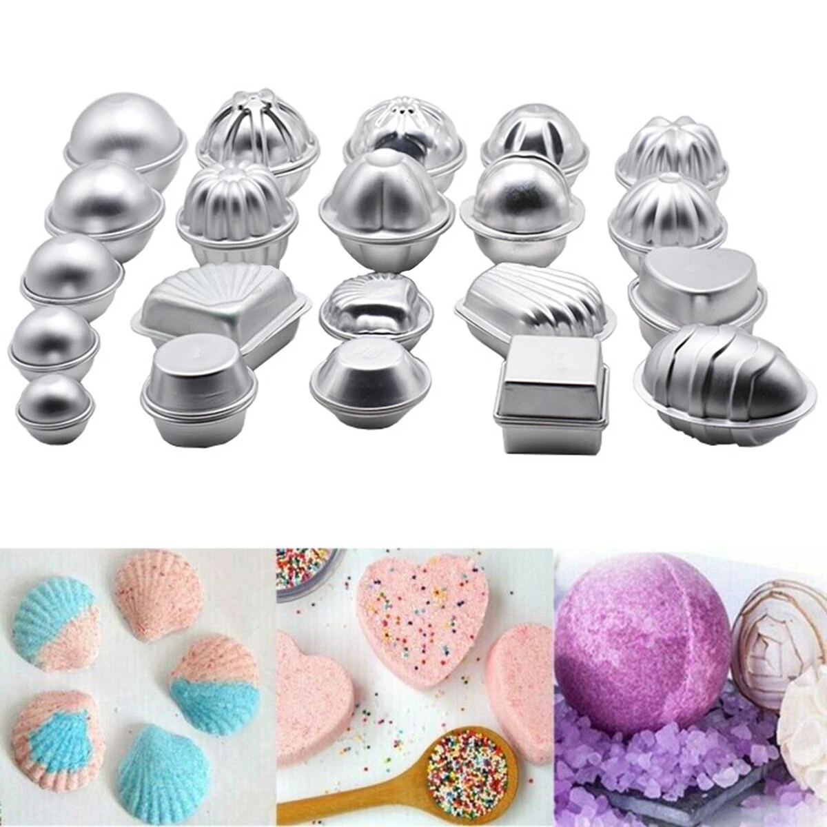 12x Aluminum Bath Bomb Molds 6 Shapes Cake Pan Baking Moulds DIY Crafting  Tools