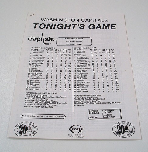 Vintage Washington Capitals Game Day Vs 