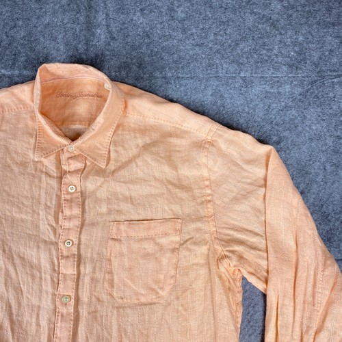 Tommy Bahama Shirt Mens Large Orange Plaid Linen Button Up Long Sleeve - Picture 6 of 11