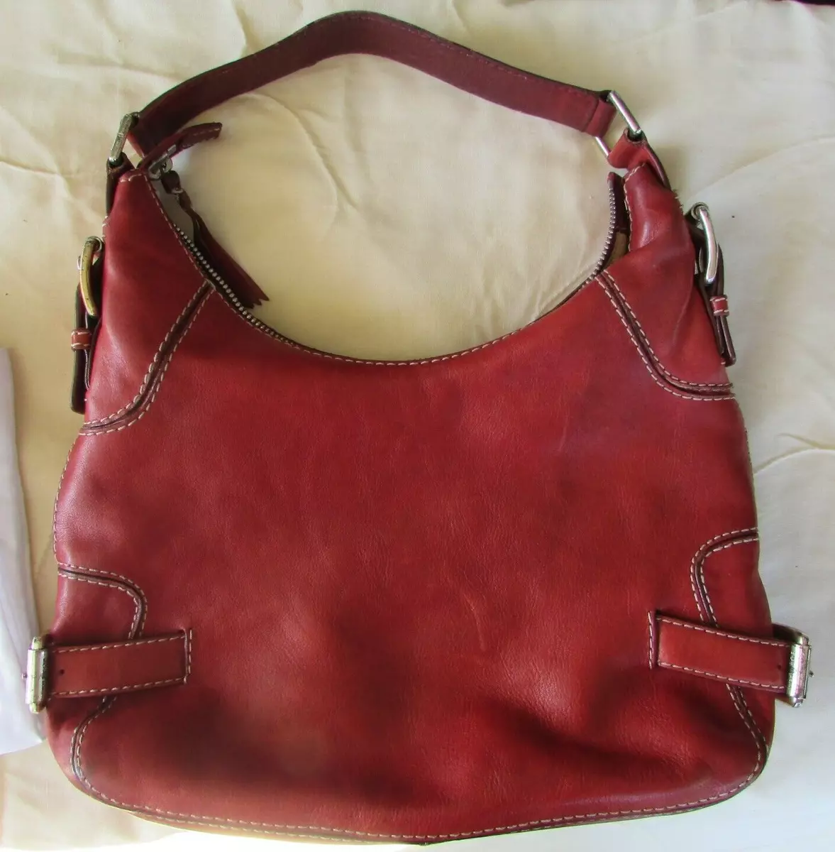 MICHAEL KORS RED LEATHER HOBO BAG 9