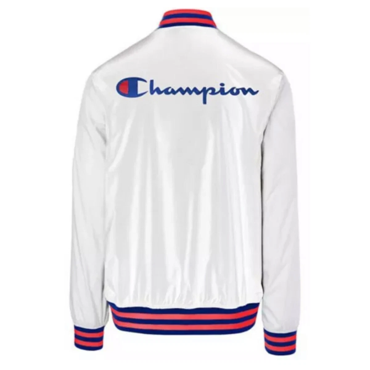 NWT Men s Champion Life Satin Baseball Jacket White Sz XL