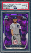 PSA 10 BRANDON MAYEA 2023 Bowman Chrome SAPPHIRE PURPLE REFRACTOR/25 RC GEM MINT