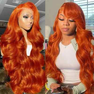 30 Inch Orange Ginger Lace Front Wig Human Hair Body Wave 13x6 Hd Brazilian