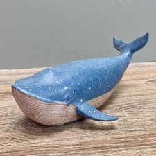 Resin Whale Wood Effect Ornament Nautical Indoor Home Decoration Ocean Theme