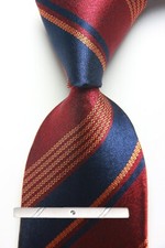 New Classic Striped Red Blue Brown JACQUARD WOVEN 100 Silk Men's Necktie Tie
