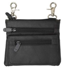 Black Genuine Cowhide Leather Cross Body Organizer Shoulder Convertible