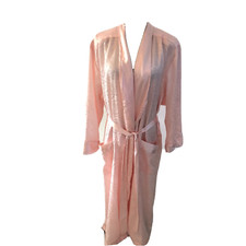 Vintage Victoria's Secret Pink Satin Long Robe size S Oversized Belted Pockets