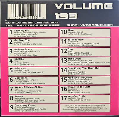 SF193        SUNFLY KARAOKE CDG VERY RARE, NOT SOLD IN THE USA  LOT UK