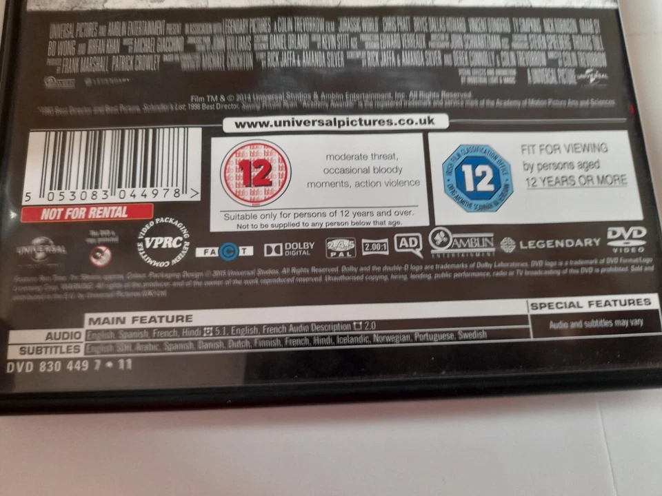 Jurassic World (DVD, 2015)- Chris Pratt- Special Features/Deleted Scenes - Image 4 of 4