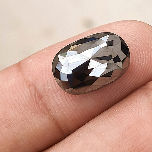 World's BEST Natural Black Diamond 6.81ct Both Sides Oval AAA TOP Grade Quality - Picture 3 of 9
