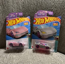 Hot Wheels New 2022 Tooned Barbie Extra Both Pink  Silver Cars