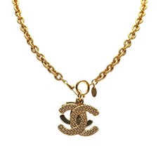 Chanel Coco Mark Braided Necklace Women Gold One Size