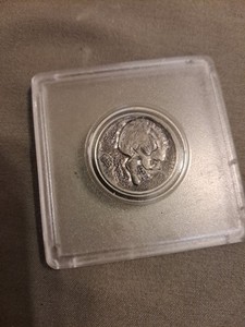 1935 Hand Carved Hobo Nickel Skull Memento Mori Art - Authentic Buffalo Nickel