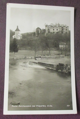 AK Oberösterreich, Ruine Reichenstein bei Prägarten, gel. 1936, Rarität,