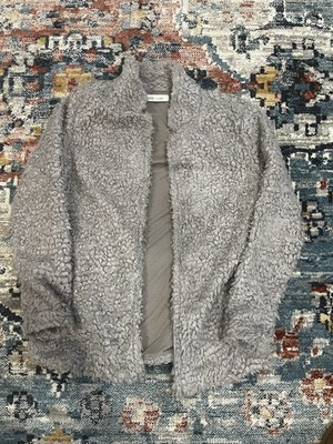 ANTHROPOLOGIE BISHOP+YOUNG ROSELLA FAUX SHERPA FUR TEDDY COAT JACKET GRAY M  NWT
