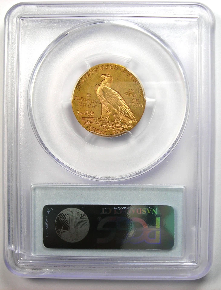 Moneda de $5 de media águila de oro indio 1908-S - graduación profesional AU55 - fecha rara - valor de $3,250 Foto 3 de 4