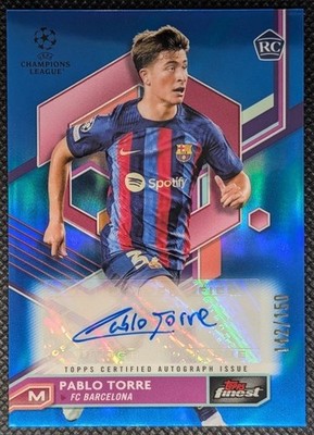 2022-23 Topps Finest UEFA Pablo Torre Auto RC Blue Refractor /150