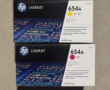 Lot Of 2  GENUINE HP CF332A/CF333A  654A  Magenta Yellow Toner Cartridges NEW