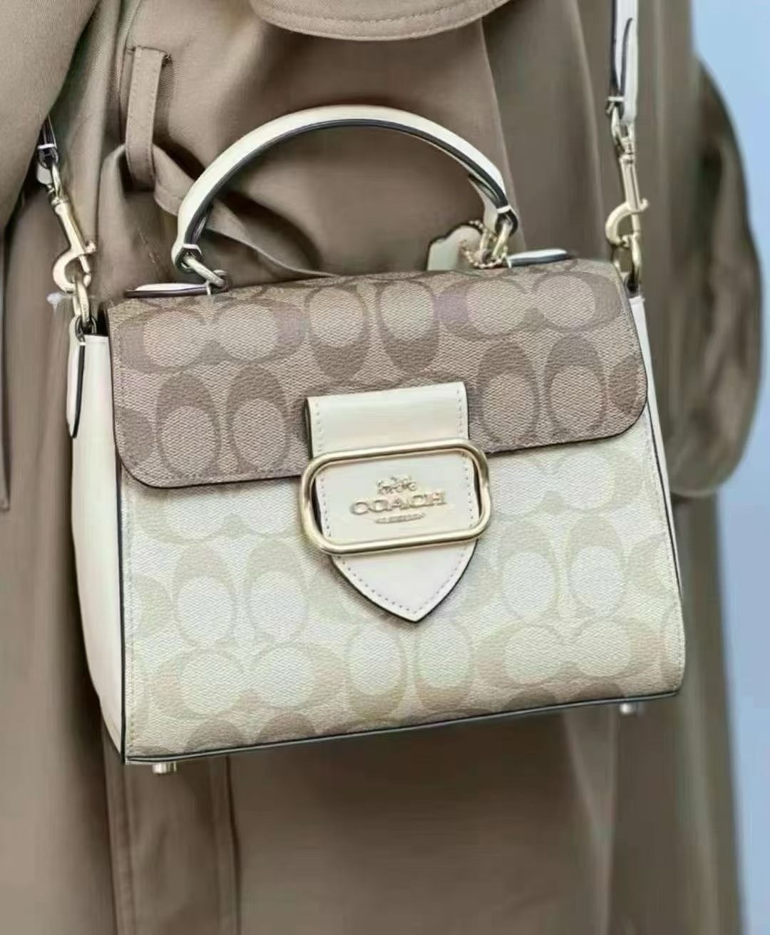 COACH MORGAN TOP HANDLE SATCHEL BAG IN BLOCKED SIGNATURE CANVAS image 8