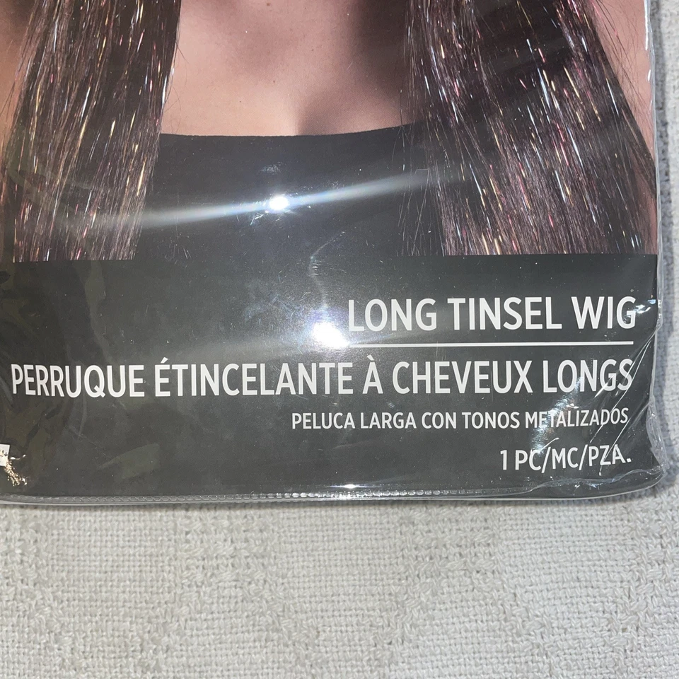 Peluca Larga Oropel Traje Usted Adulto Elegante Disfraz Halloween Accesorio Foto 2 de 4