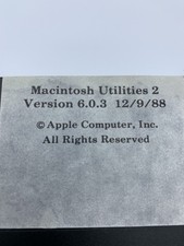 Vintage Apple Macintosh utilities 2 6.0.3 Floppy Disk 3.5" 12/9/88 1988 Mac