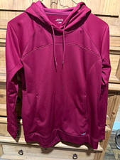 BCG Women  s Burgundy Pullover Hoodie Size L Drawstring Pockets Logo