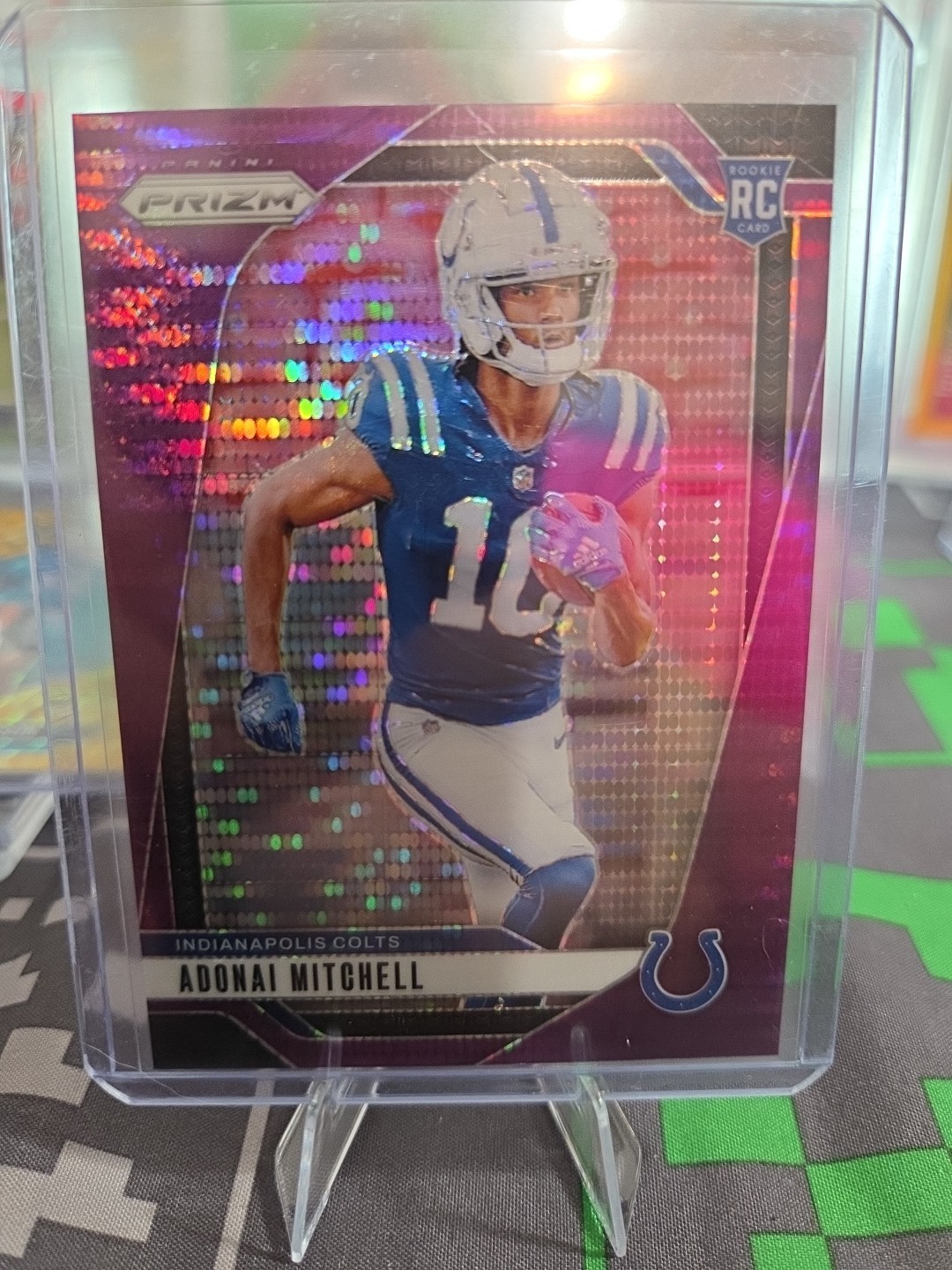 2024 Panini Prizm - Rookies Adonai Mitchell #303 Purple Pulsar Prizm (RC)