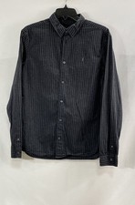 AllSaints Men's Long Sleeve Button Down Shirt Dark Grey Gingham Ramskull Small