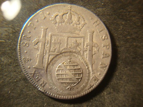 1804 Bolivia XF AU Brazil João Prince Regent Counterstamp 960 Reis (1808) - Picture 2 of 2