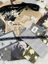 Junk Journal Scrapbook Lot 60 Piece Black Theme Ephemera Mixed Media Art Supply