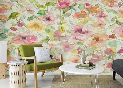 3D Flowers Floral Watercolor Wall Murals Wallpaper Murals Wall Sticker 4 - Image 1 of 4