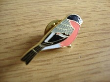 RSPB Vintage Enamel Pin Badge - British Wildlife Series - Bullfinch - Excellent