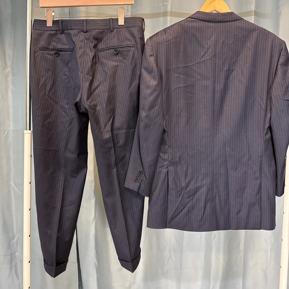 Traje Isaia Sciammeria, EU52, 3 Botones Super 160, Azul con Rayas Foto 2 de 4