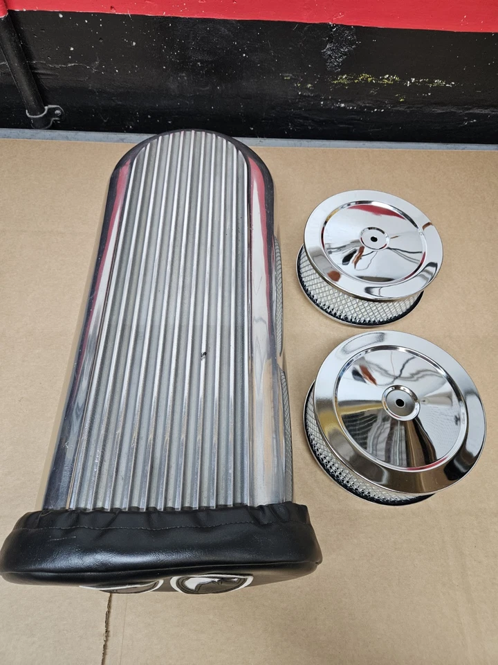 MOON HillBorn Style Finned Dual Quad 2X4 Four Barrel Polished Aluminum Scoop - image 4 of 4