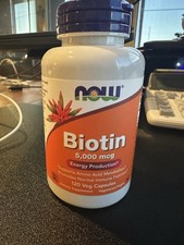 NOW Foods Biotin 5000 mcg 120 Veg Caps Supports Amino Acid Metabolism 02/2027EXP