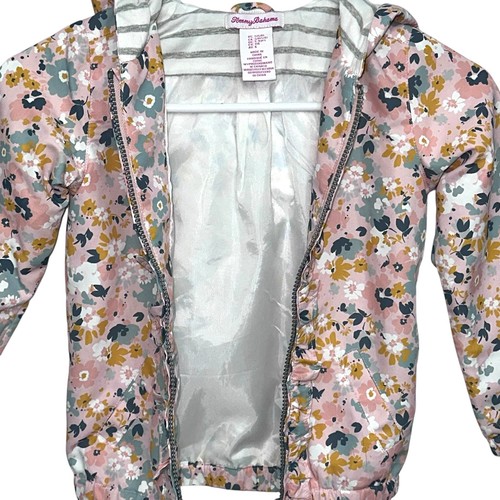 Tommy Bahama Kids S 5/6 Floral Flower Pink Spring Rain Wind Jacket with Hood - Picture 7 of 10