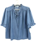 NWT DRAPER JAMES Women's Lyocell Chambray Blouse 3/4 Sleeve Jean Blue Size XXL