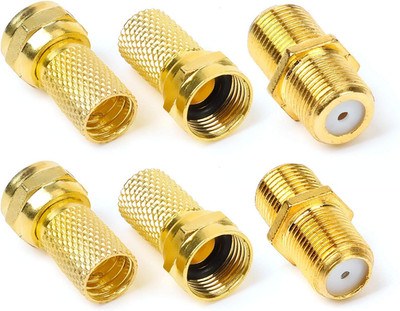 F-Connector Coupling Socket and F Connector 7 mm Gold-Plated with Rubber Seal Wi