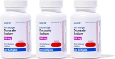 Major Docusate Sodium 250mg – 100 Softgels x 3 Bottles – Stool Softener Relief