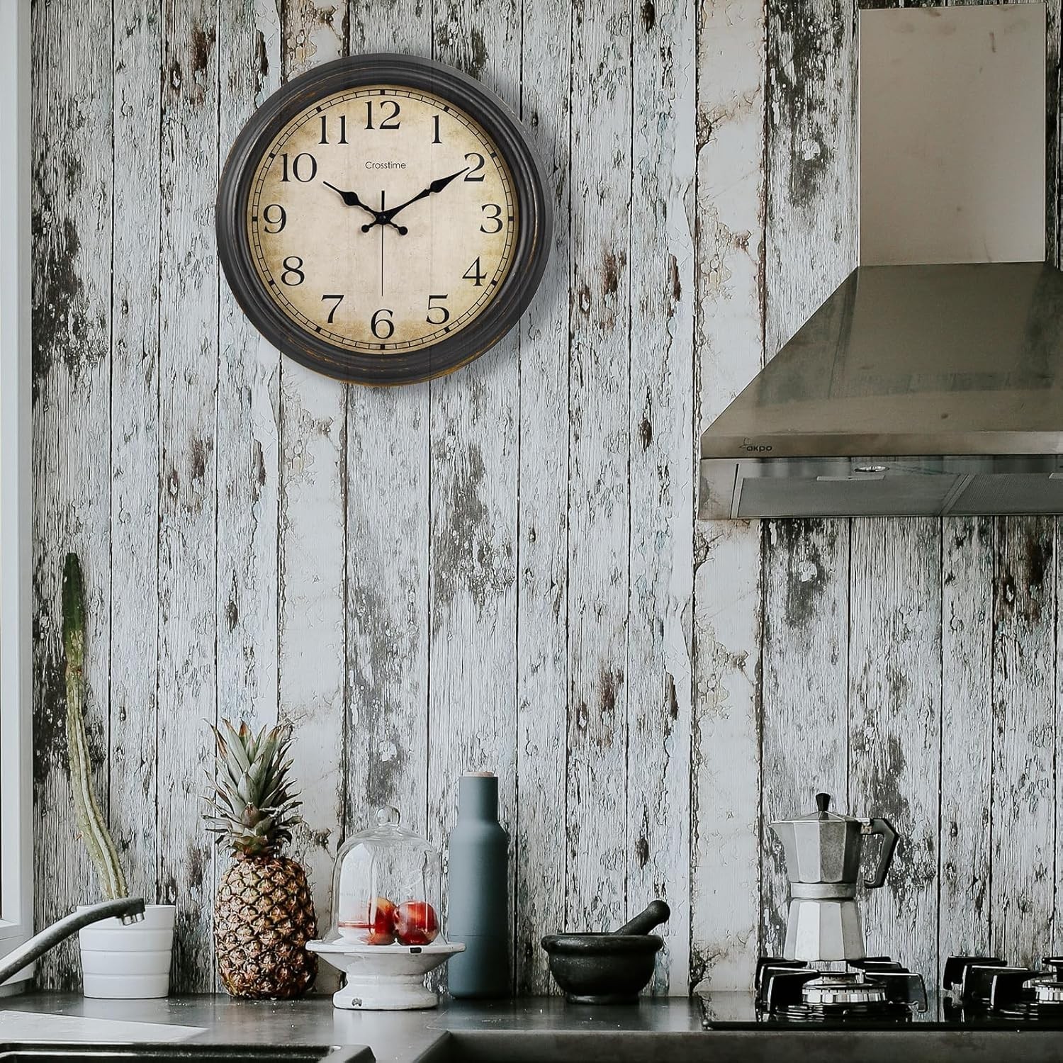 16 Inch Large Wall Clock Battery Operated Retro Decorative Round Clocks for L...