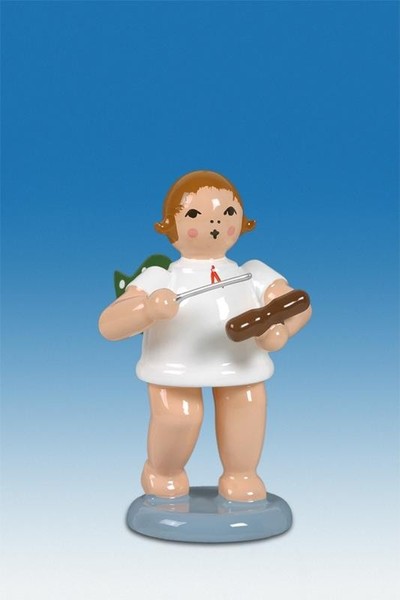 Engelmusikant Engel Mit Holzblocktrommel Ohne Krone HöHe Ca 6 Cm NEU Holzengel-image